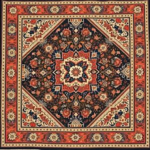 Discover a vintage rug with intricate patterns and rich colors, adding timeless elegance to any space.